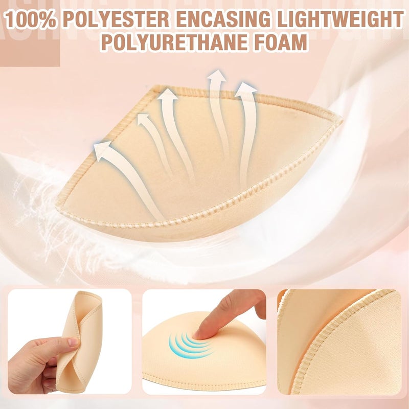 Fxspmt 4 Pairs Triangle Bra Insert Pads, Removable Edge-Sewn Breathable Silhouette Enhancers for Sports Bras, Swimwear - Image 2